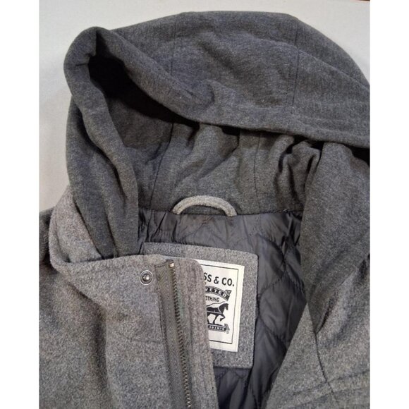 Levis Mens Gray Wool Blend Military-Style Jacket Full-Zip Size L Shoulder Button - Picture 13 of 16